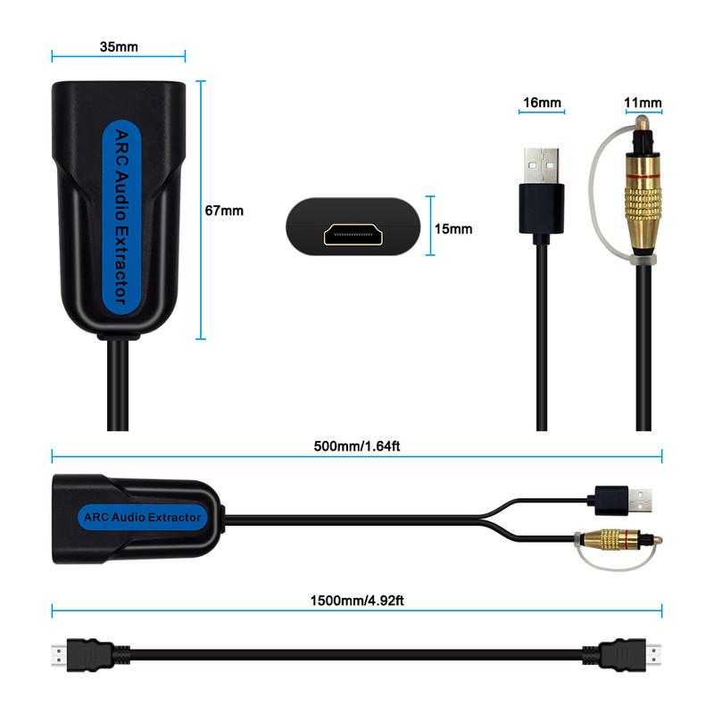 HDMI ARC eARC Аудио Экстрактор HDMI-Совместимый в SPDIF Оптический TOSLINK Стерео Выход Разветвитель Адаптер Аудио Конвертер