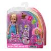 Barbie Exciting Trip Chelsea scooter suitcase pretend ages 3 and JMJ46 Chelsea's Set doll, & included. Dress-up doll, play, up. Multi-color