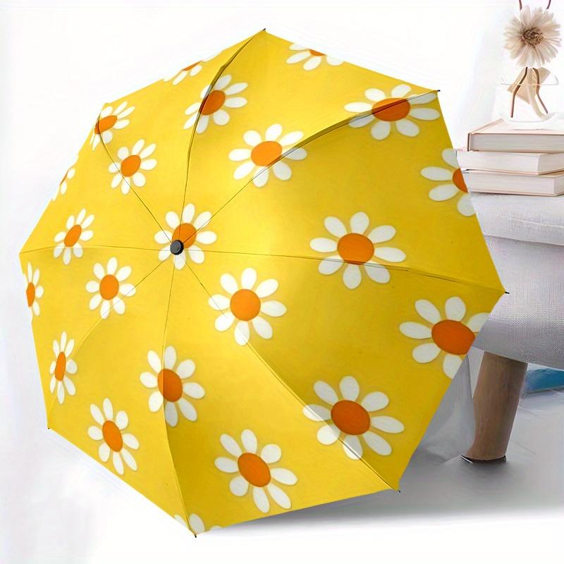 1pc Daisy Pattern Automatic Open/Close Umbrella, Ideal Fan Gift for Birthday, Christmas, Trendy Fashion yy250828106