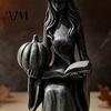 Indoor Holiday Seasonal Display Pumpkin Witch Ornament, Halloween Gothic Style Tabletop Figurine, Retro Home Decor Ornament PLA Statue for Bookshelf