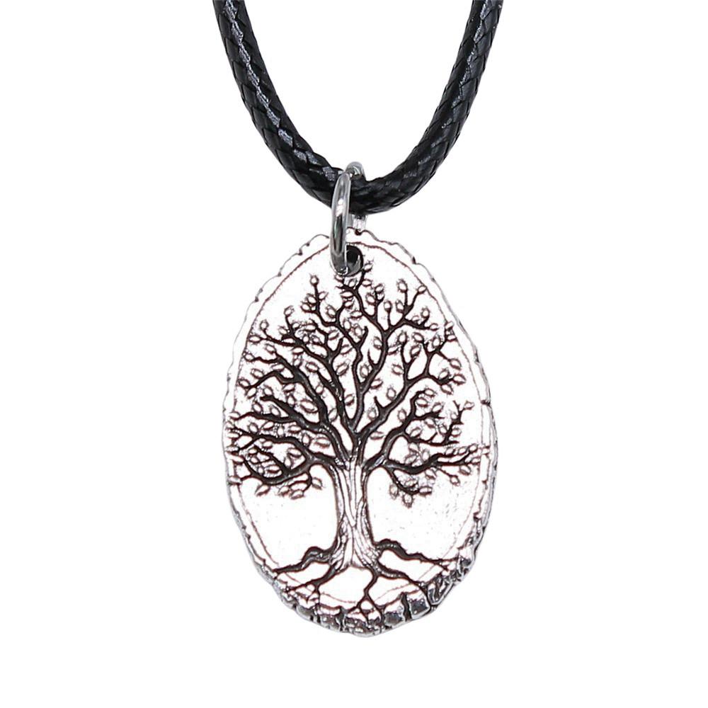 Антикварный кулон-ожерелье "Древо Жизни" Nature Boho Statement Jewelry 45см Кожаная цепочка