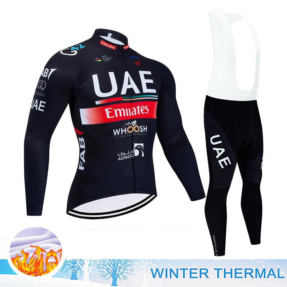 UAE Men's Cycling Clothing Men Winter Man Cycling Set Maillot Mtb Man Clothes Sets Riding Suit Set Road Bike Wear Bib Shorts