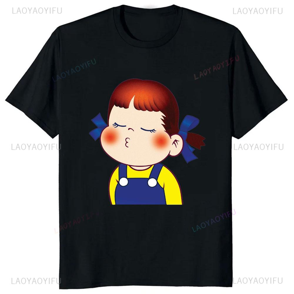 Kawaii Japanese Milk Peko-chan Printed Graphic Tshirt Harajuku Y2k Casual Fashion T Shirt Hipster Hip Hop Summer Tees