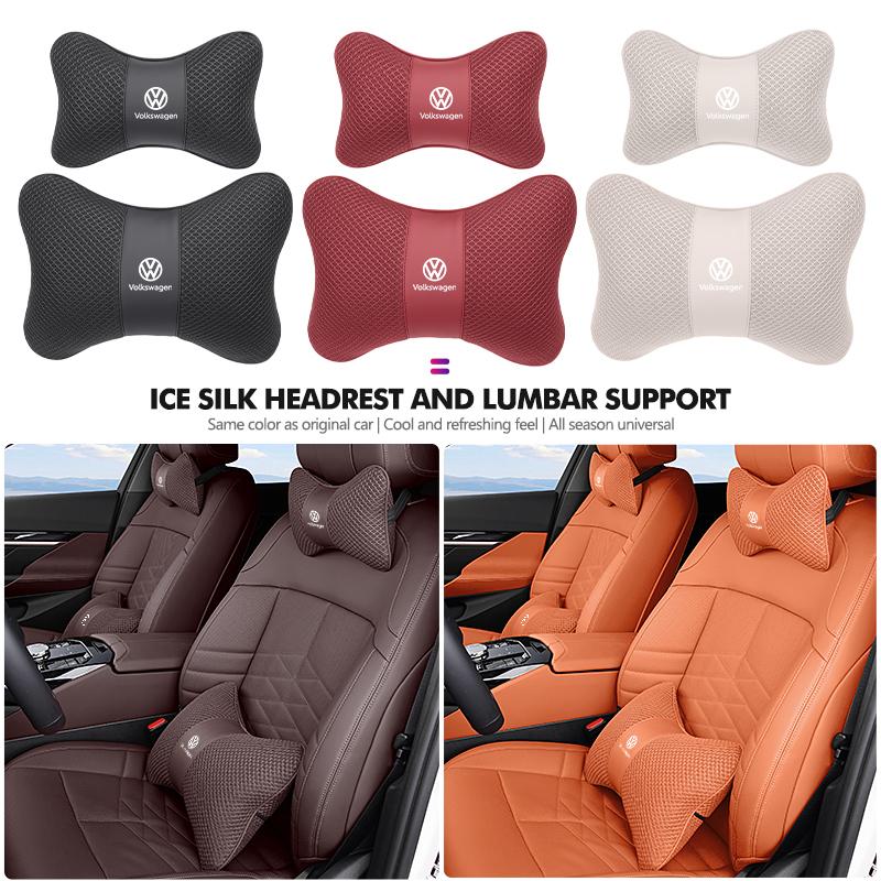 Valve Stems Caps Car Seat Headrest Cervical Cushion Waist Protective Pillow For Volkswagen VW Polo Jetta Sagitar Magotan Passat