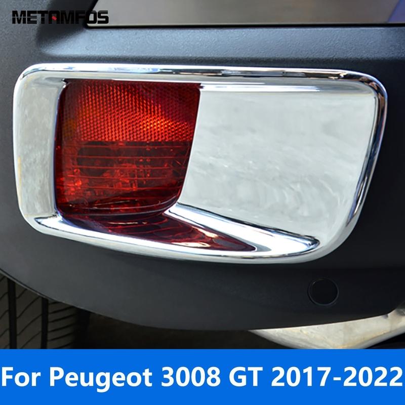 Rear Fog Light Lamp Cover Trim For Peugeot 3008 GT 2017- Chrome Foglight Frame Protector Accessories Car Styling