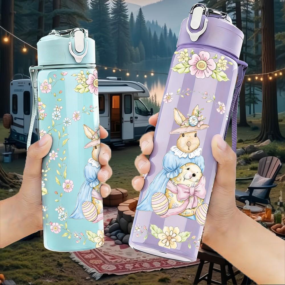 1PC Princess Girl Pastel Fantasy Art 750ml Color Plastic Sports Water Bottle Leakproof Flip Straw Lid Suitable for Sports Office Home Use