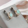 Kinel Water Drop Green Zircon Earrings For Women Rose Gold Color English Earring