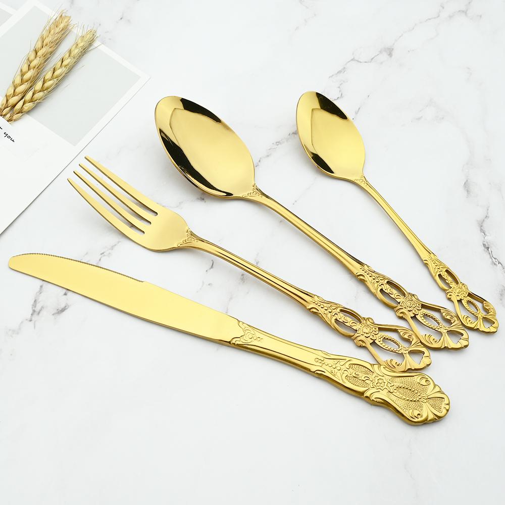 24 шт./6 комплектов королевской посуды, набор из нержавеющей стали, винтажные ложки, вилки, ножи, домашняя кухня, западный ужин, столовое серебро, посуда, подарок