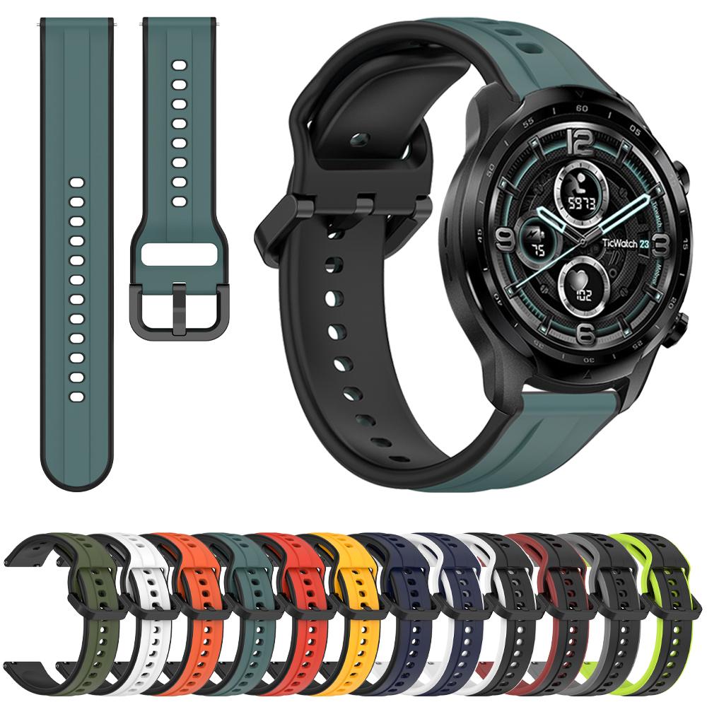 Силиконовый спортивный ремешок для TicWatch Pro 3 Ultra Ремешок для TicWatch GTW/GTX/S2/E2/E3/GTH Замена 20 22 мм Дышащий аксессуар