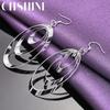 CHSHINE стерлингового серебра 925 пробы три круга серьги очаровательные украшения для женщин Свадебная вечеринка модные серьги
