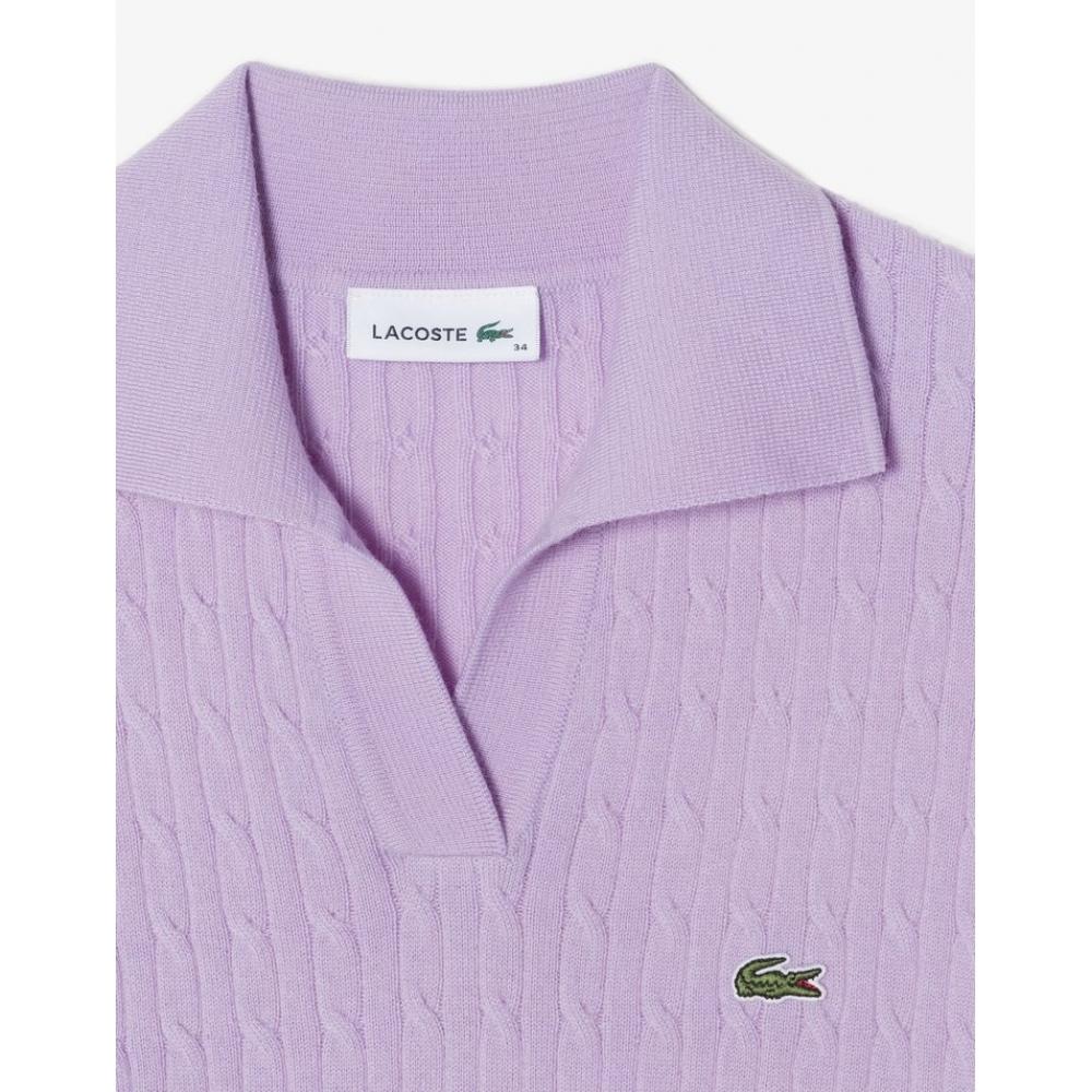 Lacoste Женский свитер кабельной вязки с открытым воротником Af197e 54n Gfu