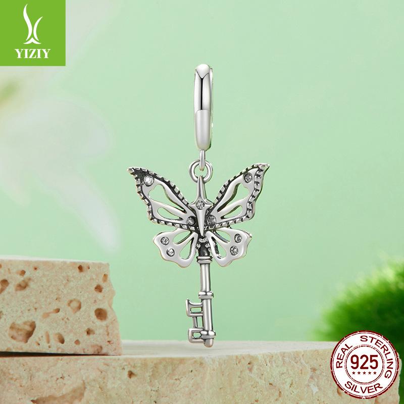 Трансграничная подвеска-ключ-бабочка в ретро-стиле, бусины из стерлингового серебра S925, аксессуары для браслетов и ожерелий для DIY