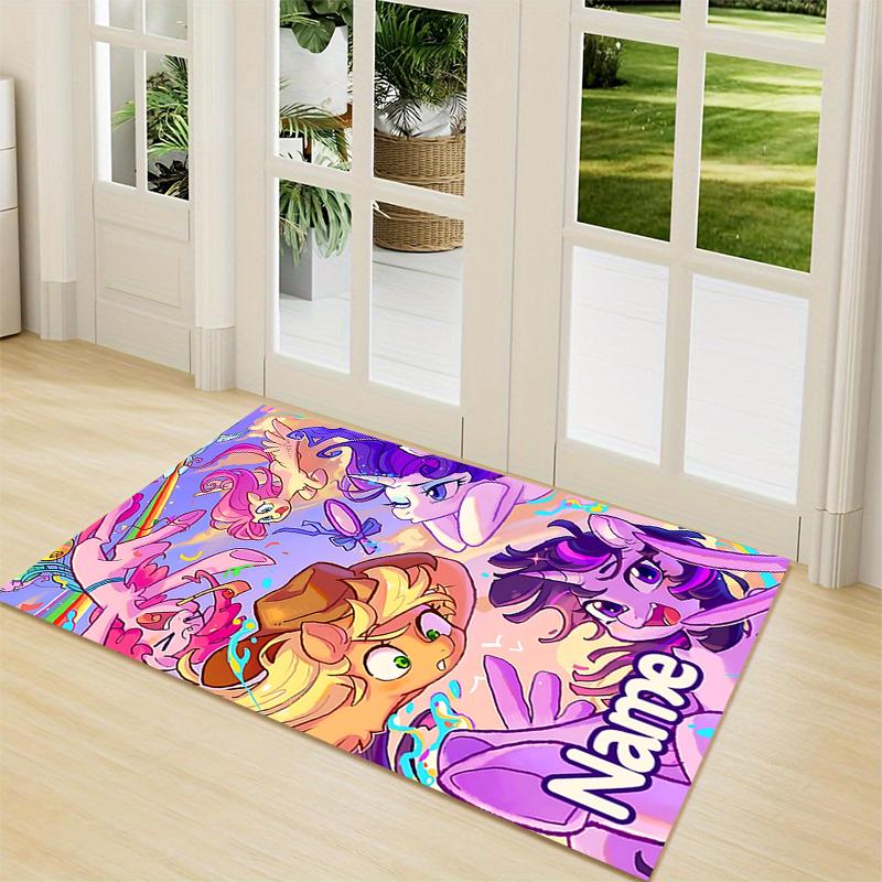 Custom Name Magical Unicorn Fantasy Carpet Rug Customizable Soft Washable Anti-Slip Home Living Room Sofa Mats Personalized Rug. 0909132