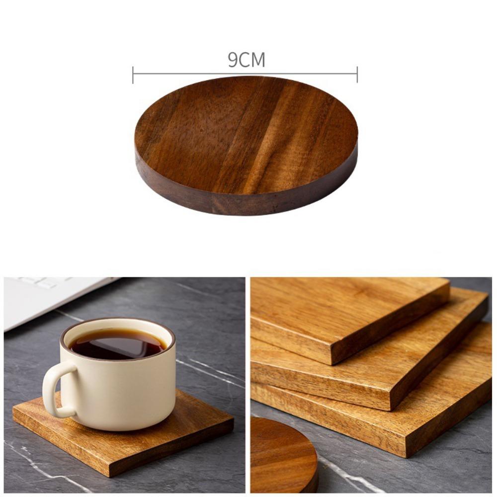 Non-Slip Acacia Wood Cup Coaster Versatile Table Protector Mat Unfinished Wood Coasters Home Decor
