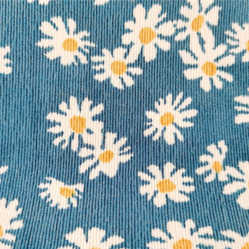 100*150cm Small Daisy Flower Printing Fabric Pastoral Style Velvet Cotton Corduroy Fabric For Diy Sewing Apparel Dress