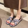 Женские сандалии летние больших размеров женская обувь квадратный носок плоские женские тапочки уличные повседневные женские сандалии женские сандалии