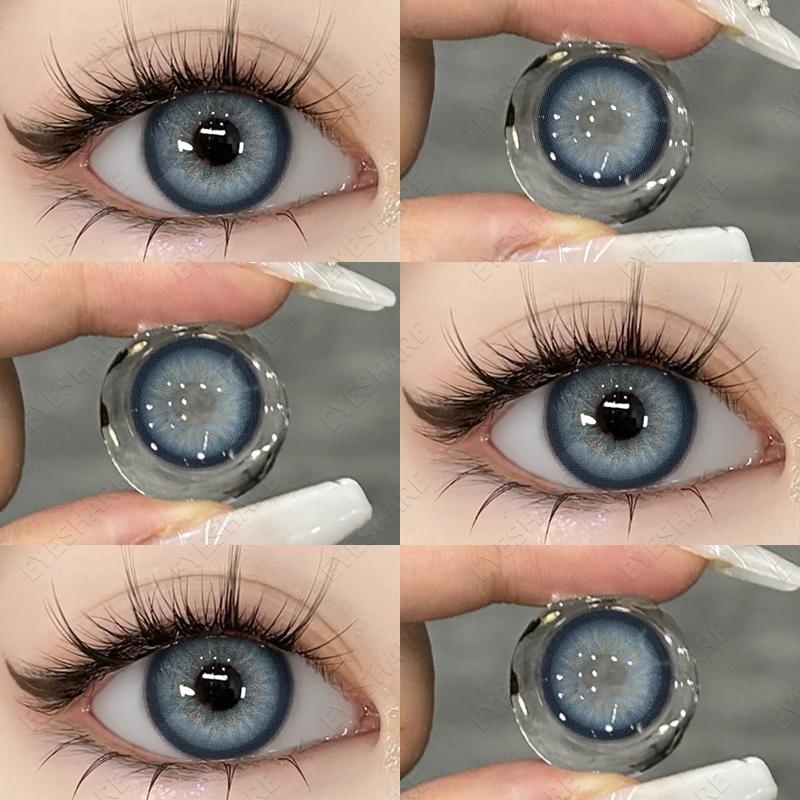 2Pcs Natural Green Colored Contacts Blue Lenses Korean Brown Eye Contacts Yearly Lens Makeup Gray Pupils Use for Eye