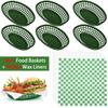 Foodservice Фастфуд Корзины 100 листов Вощеная бумага для деликатесов Многоразовая овальная пластиковая корзина для фруктов Держатель для картофеля фри Корзина для закусок в ресторане
