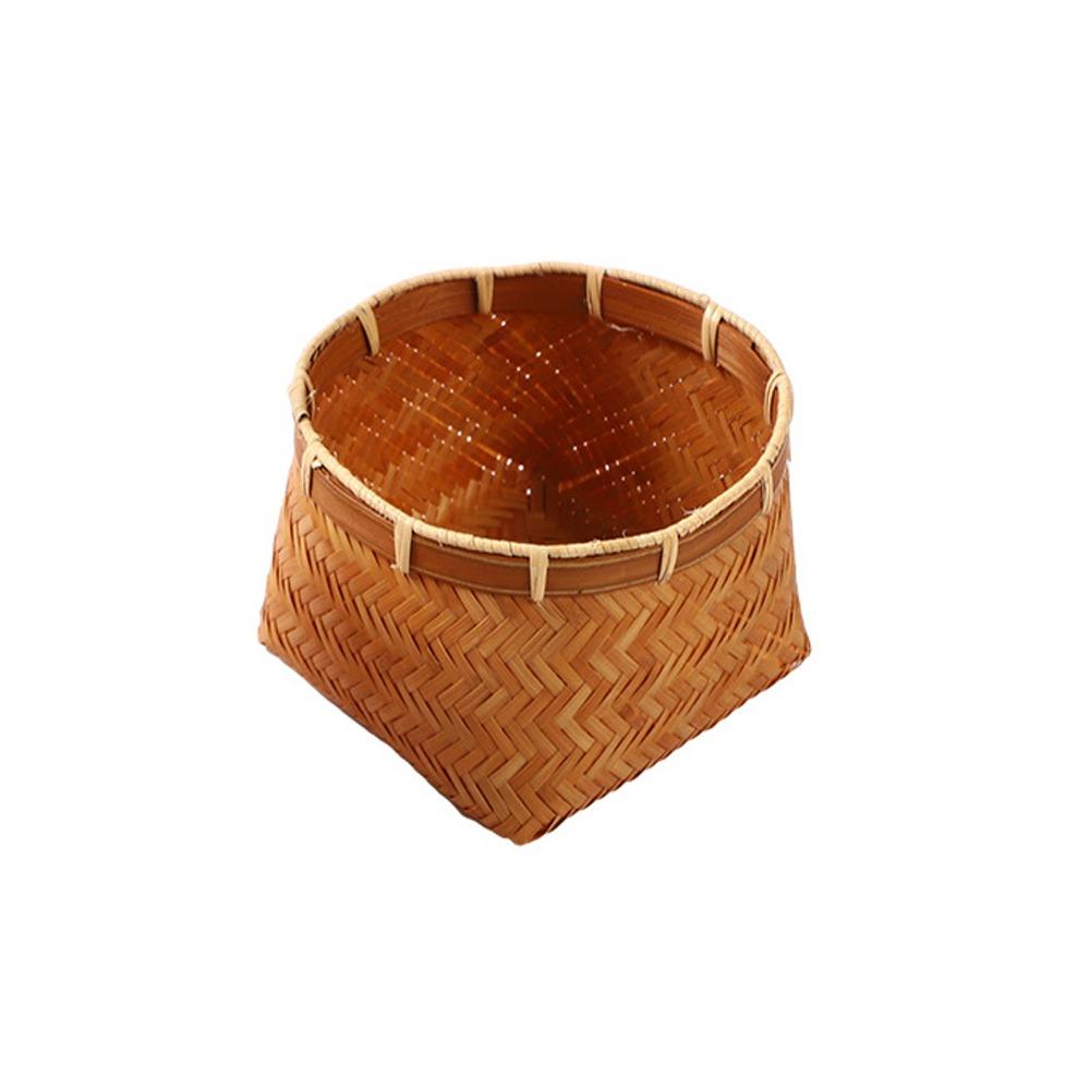 Multi-purpose Retro Bamboo Basket Bamboo Woven Small Size Snack Basket Handmade Fruit Basket Snack Fruit Organization