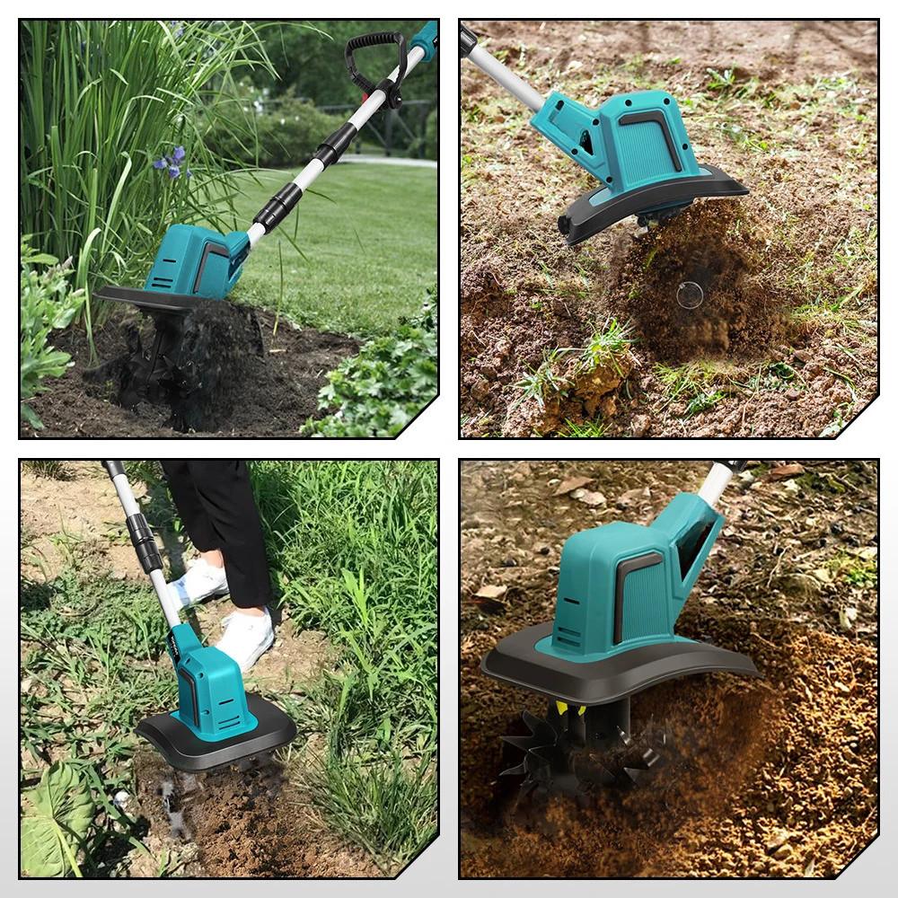 1500W Brushless Electric Garden Tiller Height Adjustable Rototiller Garden Lawn Trimmer Soil Cultivation Power Tool