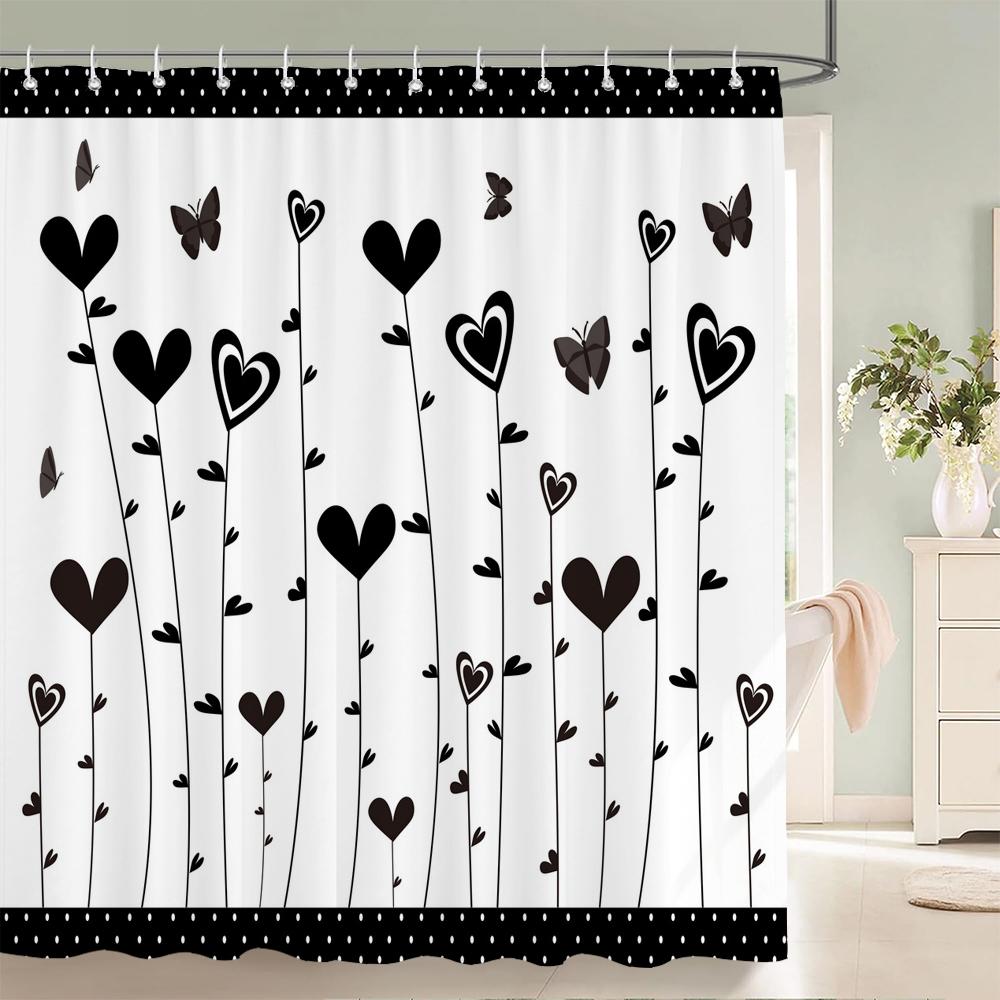 1PC Modern Minimalist leaf Pattern Shower Curtain with Hooks - Design Chic Green leaves Plants Bathroom Curtain Decorationks