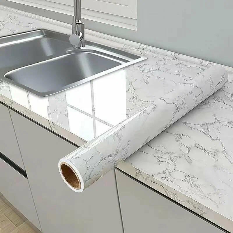 0,55 м водостойкая и грязеотталкивающая ПВХ наклейка для гостиной и кухни, обои под мрамор