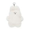AS KNOW AS Plus (ASKNOW AS PLUS) ZY8576 Souffle Key Ring Pouch, Rabbit, Size F, Ivory and White. Fluffy and Fluffy Plush Toy. Cute Pouch for Small