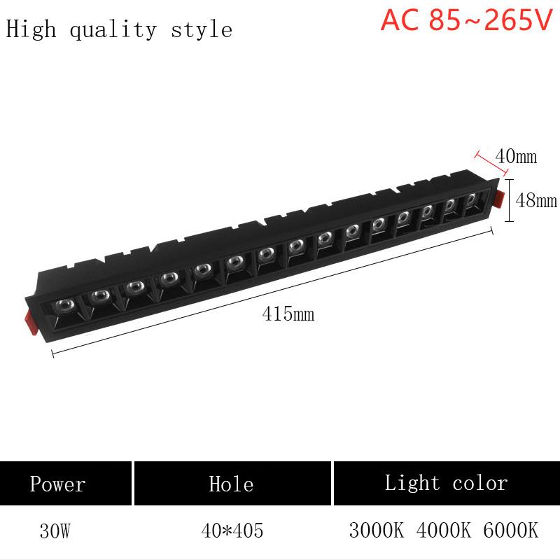 High Quality 10W/20W/30W 110~240V LED Spot Light Line Lamp Bar Creative Linear Long Living Room Corridor Recessed Down Light