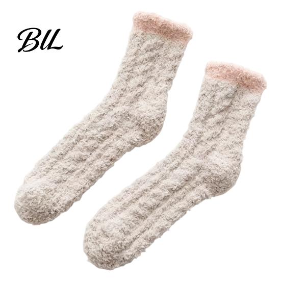 Edema Relief Socks Thickened Plush for Women, Soft Coral Fleece Slipper with Comfortable Lounge Towel Bottom Cushioning, Thermal Floor Autumn