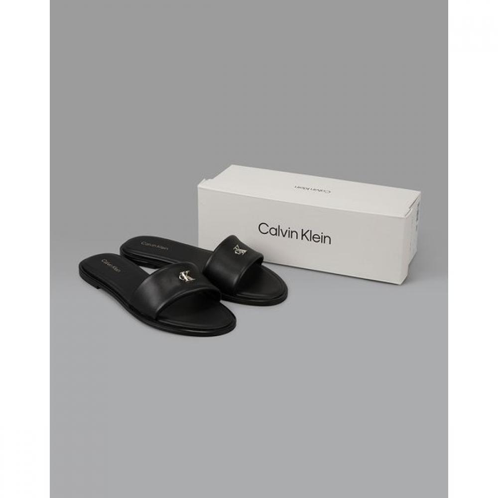 Calvin Klein Джинсы Женские S Philomena Круглый Плоский Кожаный Бар Сандалии Hw02925 0gj