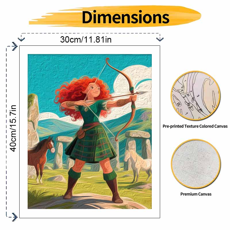 Disney Merida Princess Brave Digital Oil Painting Art Kit Hand Painted Home Decor