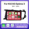 Android 14 For Kia Optima 3  2011 - 2015 Wireless Carplay Auto Car Radio Player Multimedia Navigation GPS WIFI 4G Head Unit BT