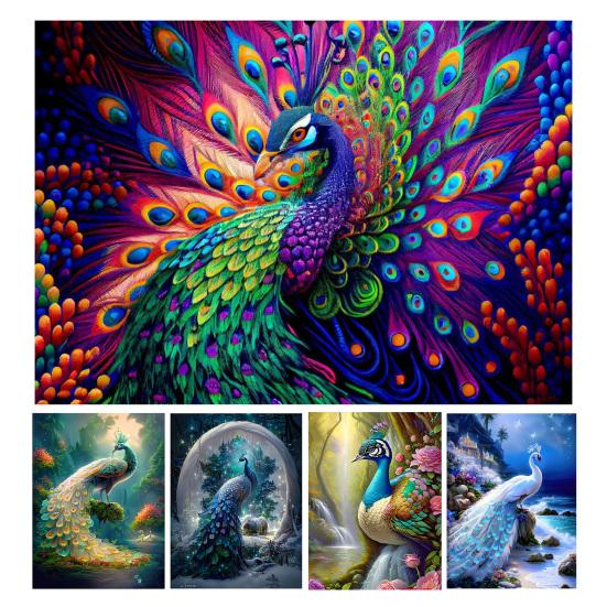 DIY алмазный художественный набор павлиний узор яркий цвет уменьшить стресс повысить уверенность квадратный круглый мозаичный комплект домашний декор