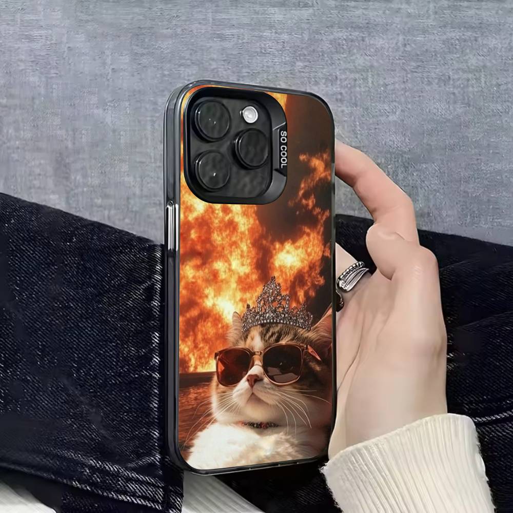 Мем Кот Забавная Поза Уникальный Чехол для Телефона для Серии iPhone 17 16 15 14 13 12 11 Pro Max Plus Двухслойная Защита