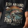 Vintage Fishing T-Shirt and Kids Tshirt, Rainbow Trout Fly Fishing Gift for Dad, Outdoorsman Adventure Club Tee, River Angler Graphic Top