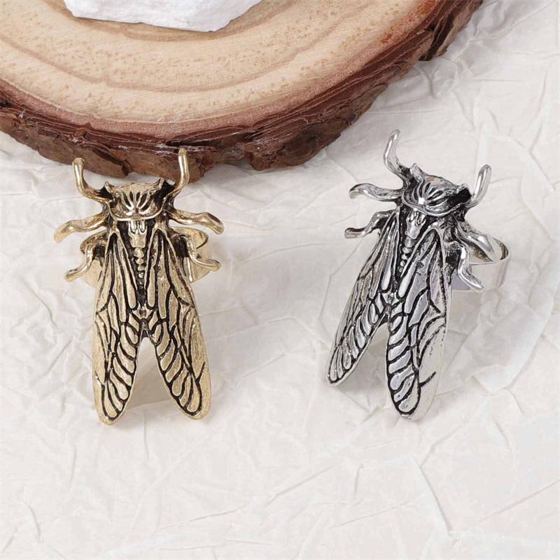 Puck Retro Insect Opening Ring Metal Adjustable Animal Rings Women's Trend Daily Jewelry Gothic Accessories
