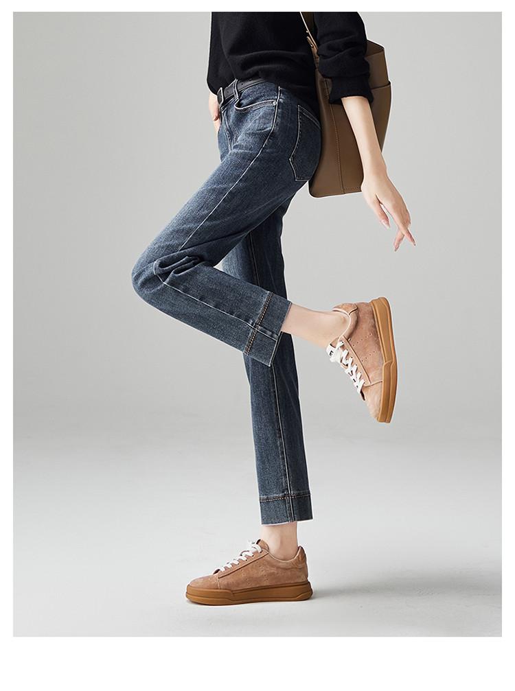 Fashionable high waisted jeans for women in autumn 2025, versatile and slimming straight leg pants