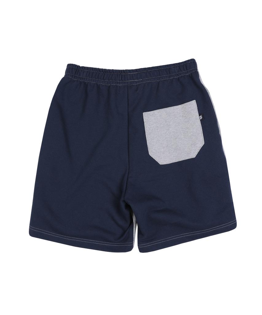 WHEN YOU MOVE Half Contrast Elastic Waist Wide Logo Shorts Gray