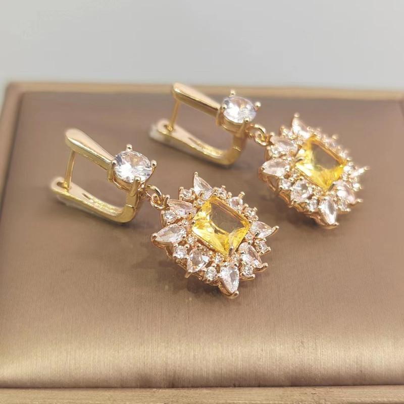 Роскошные серьги с кристаллами для женщин, новинка 2023 года, серьги-капли золотого цвета с цирконием, модные свадебные, помолвочные и вечерние ювелирные аксессуары