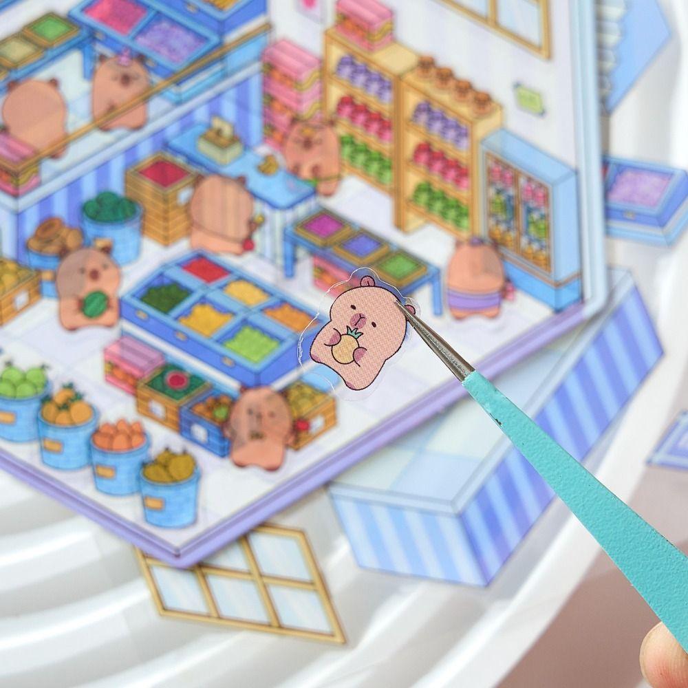 Capybara Miniature Scene 3D Stickers 3D Landscaping Stickers Cartoon Visual Stacking Sticker