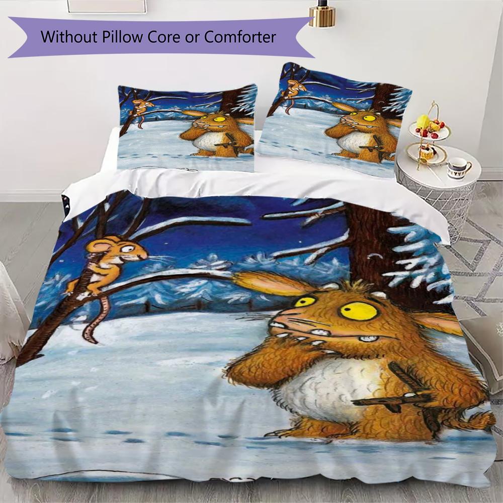 The Gruffalo Pattern Bedding,Quilt Set Quilt Cover Pillowcase Home Birthday Gift(1 * duvet cover + 2 * pillowcase, without core)_lx
