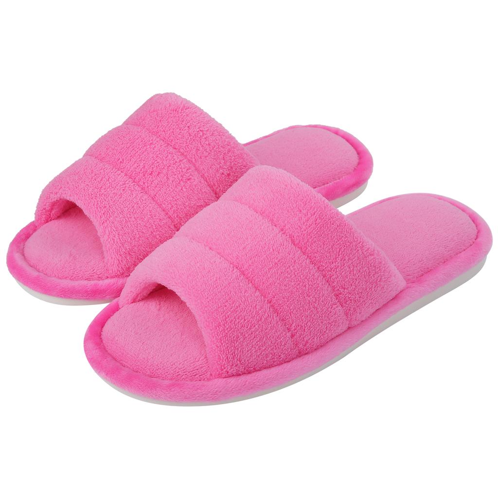 Comwarm Plush House Slippers For Women And Man Open Toe Cozy Cotton Shoes Indoor Outdoor Flat Soft Breathable Non-slip Sandals