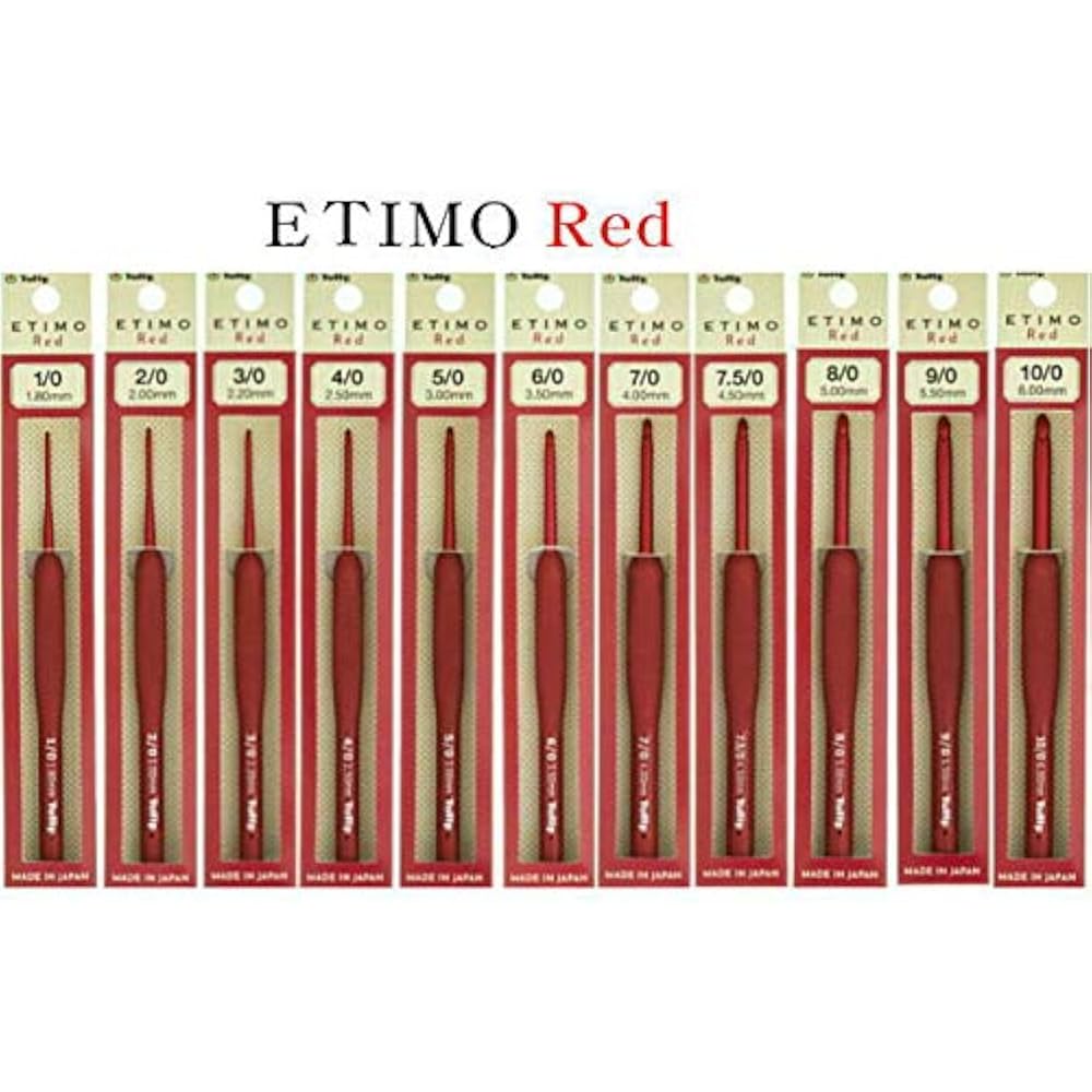 Crochet Hook “ETIMO Red (Etimo Red) Crochet Hook with Cushion Grip 7/0” Tulip Tulip TED070