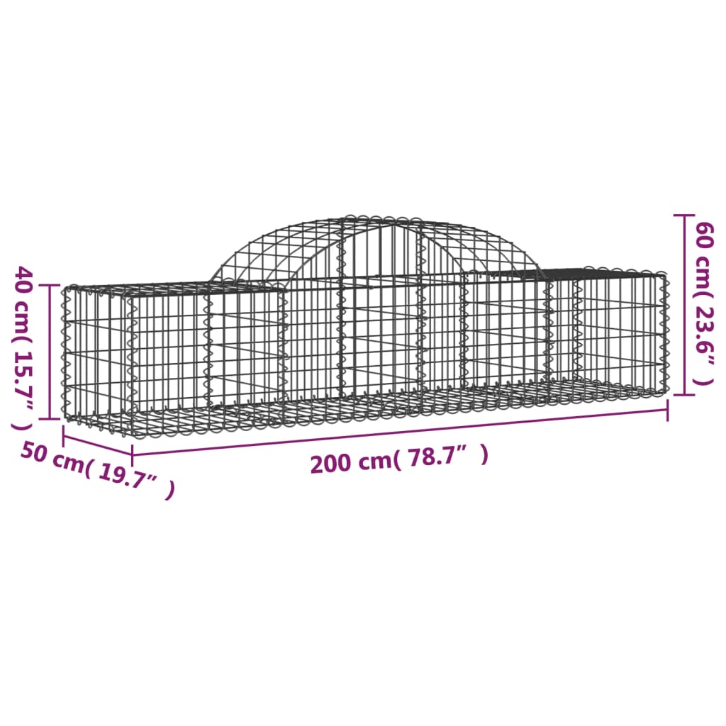 Vidaxl Kosze Gabionowe, 20 Szt, 200X50X40/60 Cm, Galwanizowane Żelazo