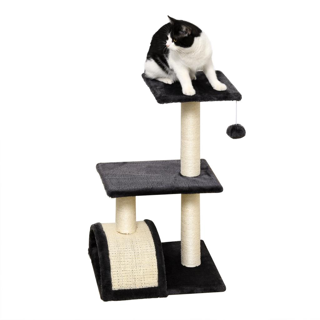 72cm Cat Tree with Scratching Post, Pad for Indoor Cats - Smoky Grey