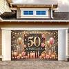 A polyester 50th birthday party banner - elegant and luxurious background decorated with gold and pink polyester fabric