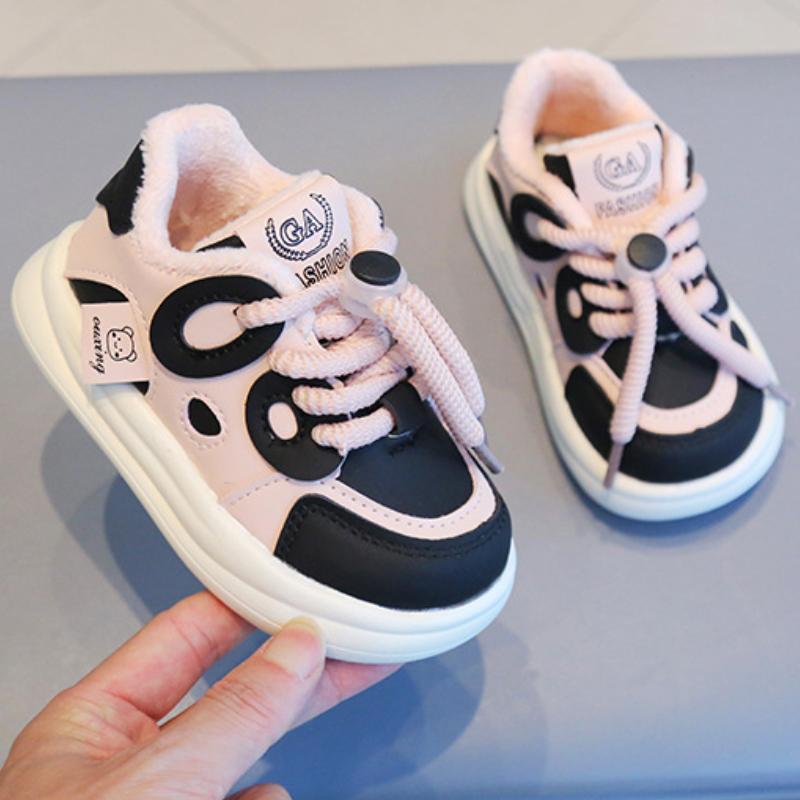 Новая спортивная обувь, детская плюшевая утолщенная нескользящая обувь, теплая спортивная обувь для мальчиков и девочек, мягкие удобные зимние кроссовки для малышей