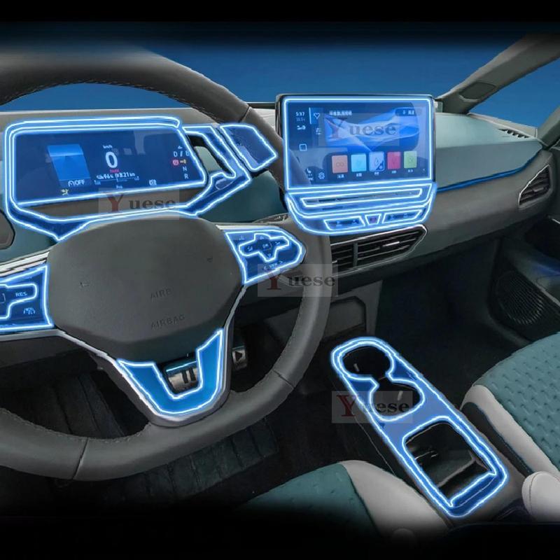 Для Volkswagen ID3 - Прозрачная защитная пленка из ТПУ для центральной консоли интерьера автомобиля, наклейка против царапин