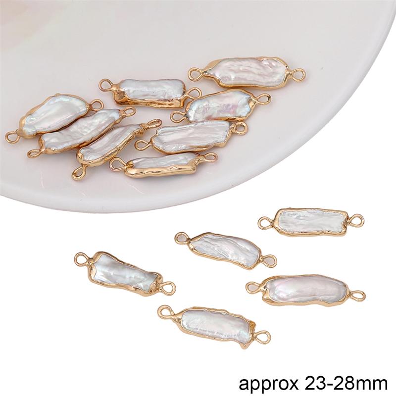 Натуральный пресноводный жемчуг, неправильная форма, золотая окантовка, двойные подвески для DIY ожерелья, браслета, серег, изготовления ювелирных изделий