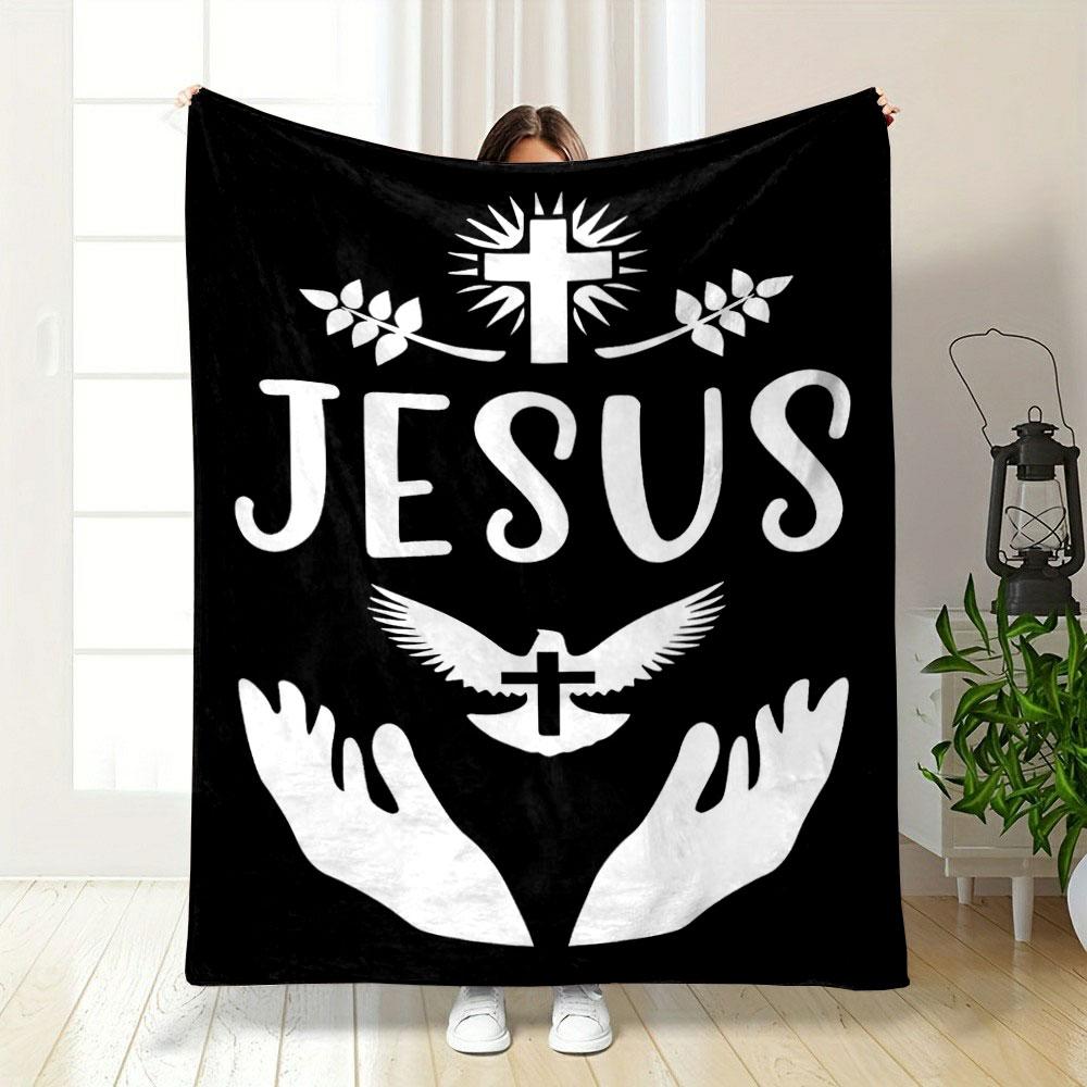 Jesus Cross Dove Blanket Printed Blanket for Living Room Bed Couch lunch break Soft Cozy Blanket for Friend's festival Gift